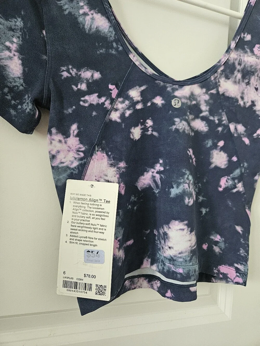 NWT Lululemon Size 6 Align T-Shirt Circulate Tie Dye Mineral Blue Multi $78